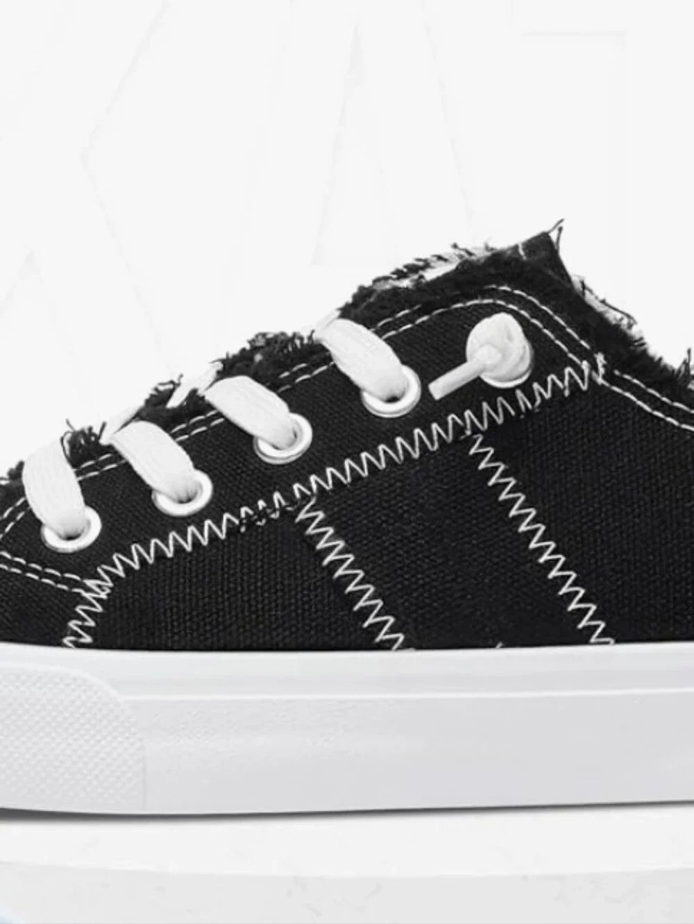 Black Canvas Lace-Up Low Top Sneakers 10